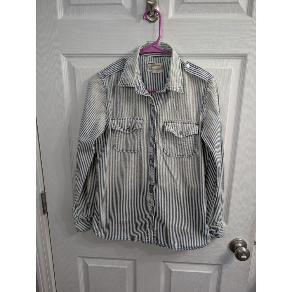 Current Elliott Button Down Shirt Womens Striped Chambray‎ Denim - Size 1 (S)